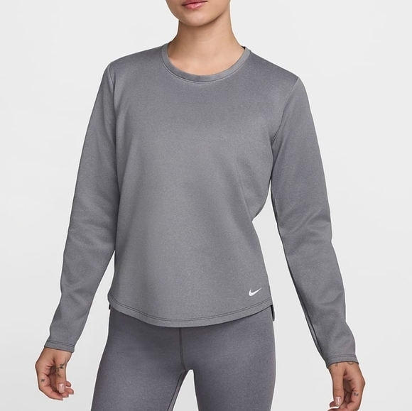 NWOT Nike therma-fit gray soft fleece warm crewneck stretchy longsleeve Size M - Picture 1 of 7